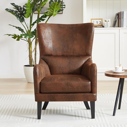 Sillón Alto Respaldar con Tachuelas Marrón miniatura 3