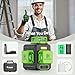 HUEPAR Laser Level 360 Self Leveling, Rechargeable 3D High Brightness Green Laser 3x360° Best Laser Leveler Tool for Construction and Picture Hanging, Strong Magnetic Bracket & Hard Suitcase -B03CG
