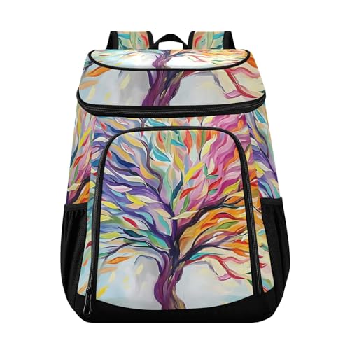 Rainbow Life of Tree Plant Cooler Backpack Cooler Insulated Leak Proof Lunch Backpack 36 Cans Waterproof Soft for Men Women Picnic Hiking Camping Beach