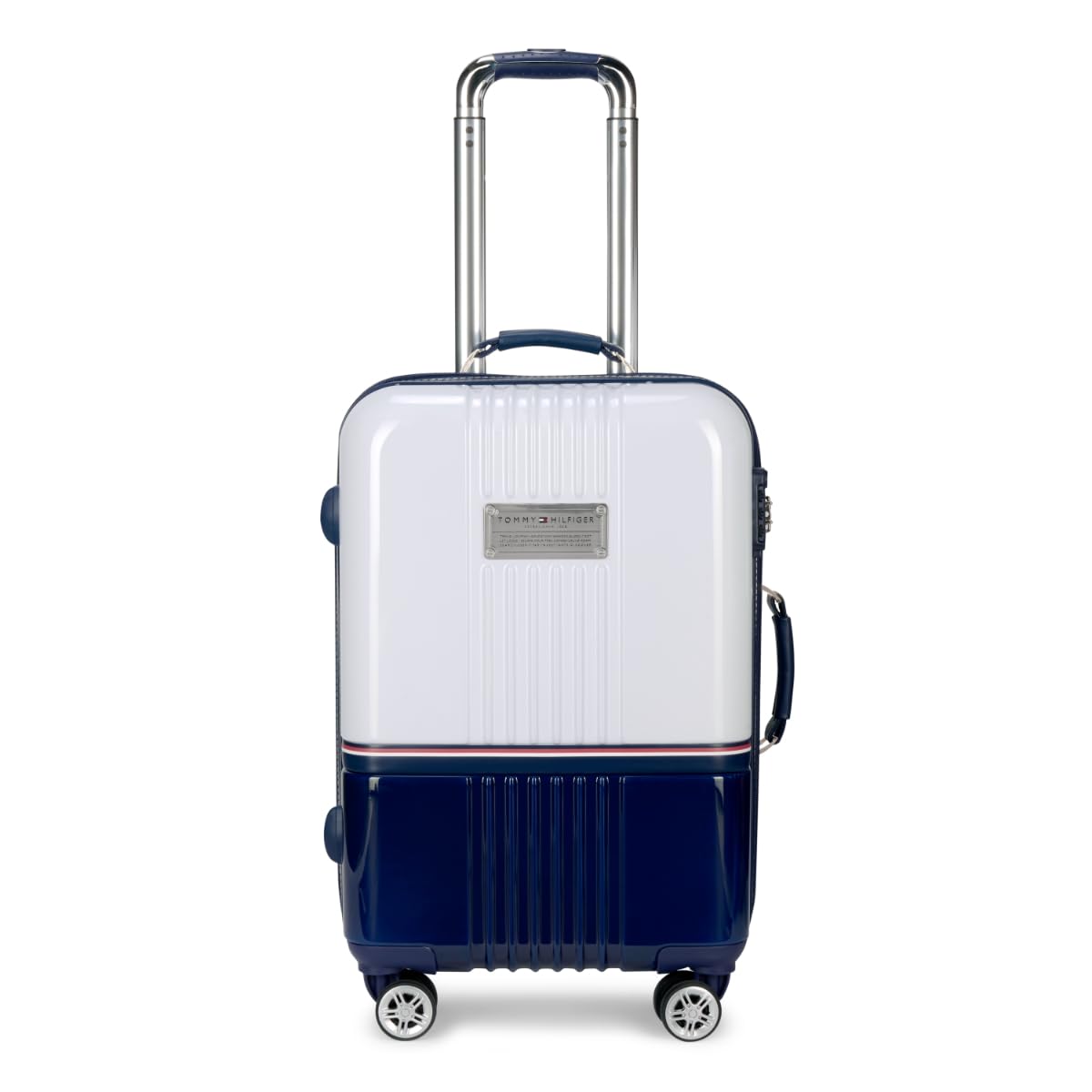 Twins Pro Cabin Hard Luggage - White&Navy |Check-in Trolley Bag with TSA Lock | 360° Spinner Double Wheels | Telescopic Handle | Polycarbonate Hardshell Suitcase | 57cm | 46L Capacity-image-25