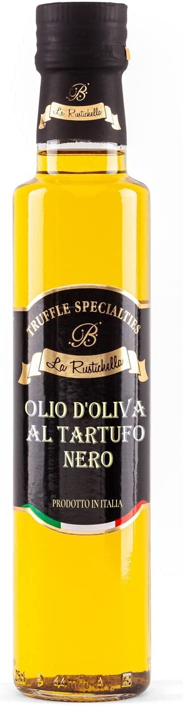 La Rustichella - Black Truffle Olive Oil Medium - (250ml, 8.45 fl oz) - Vegan, Gluten Free, Cholesterol Free
