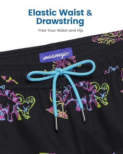 Image of maamgic 5inch Mens Swim Trunks with Compression Liner 2-in-1 Swimming Shorts Stretch Quick Dry with Zipper Pockets
