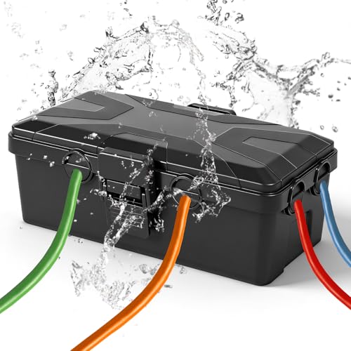 Kabelka Boîte cache câble multiprise Noir 26×15×9,5 cm – Boîte étanche pour extérieur, Boîte étanche électrique pour la protection contre la pluie, la neige et la poussière