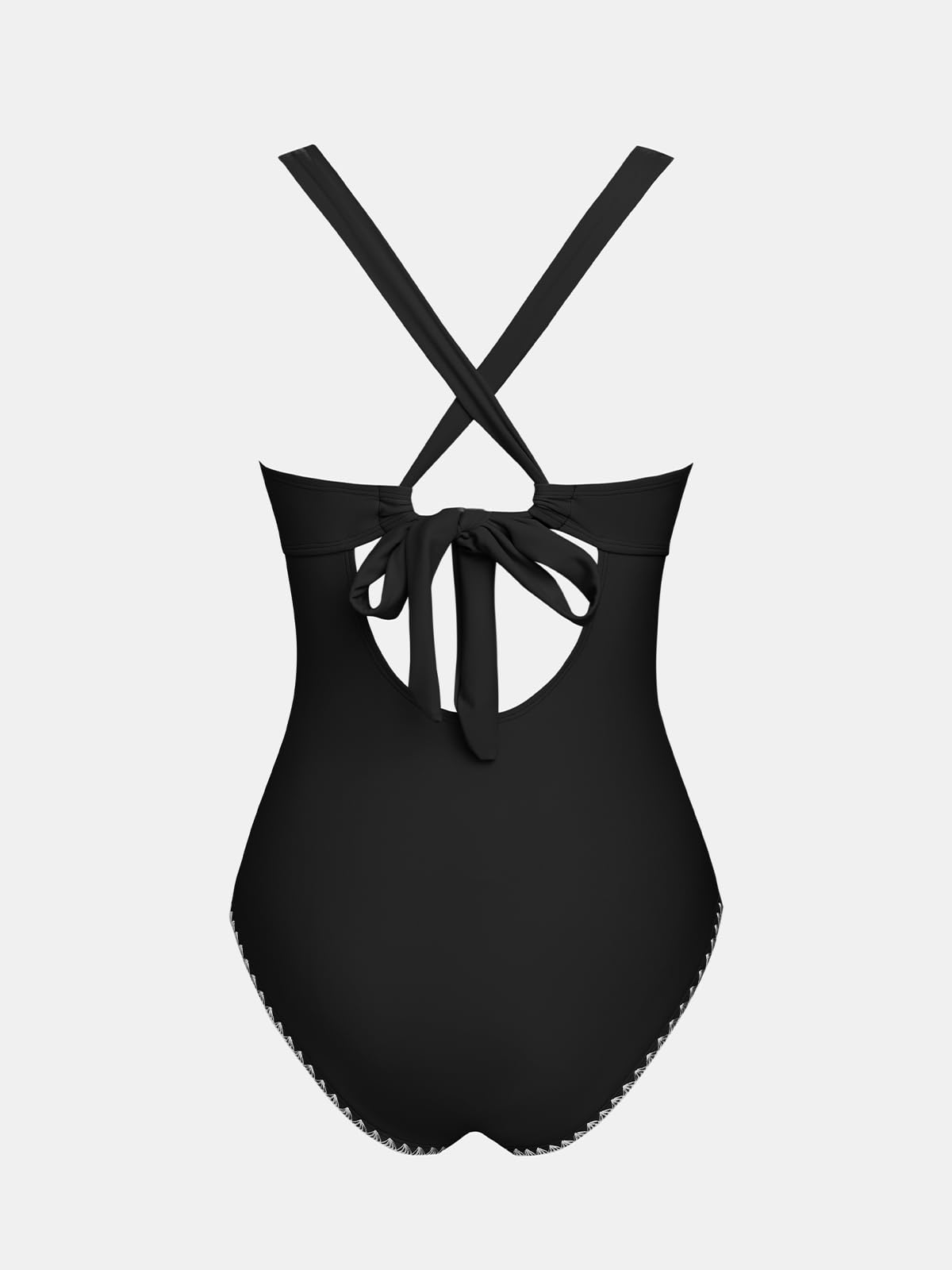 CUPSHE Traje de baño de una pieza para mujer con cuello en V cosido en concha, traje de baño ajustable con tirantes cruzados fruncidos