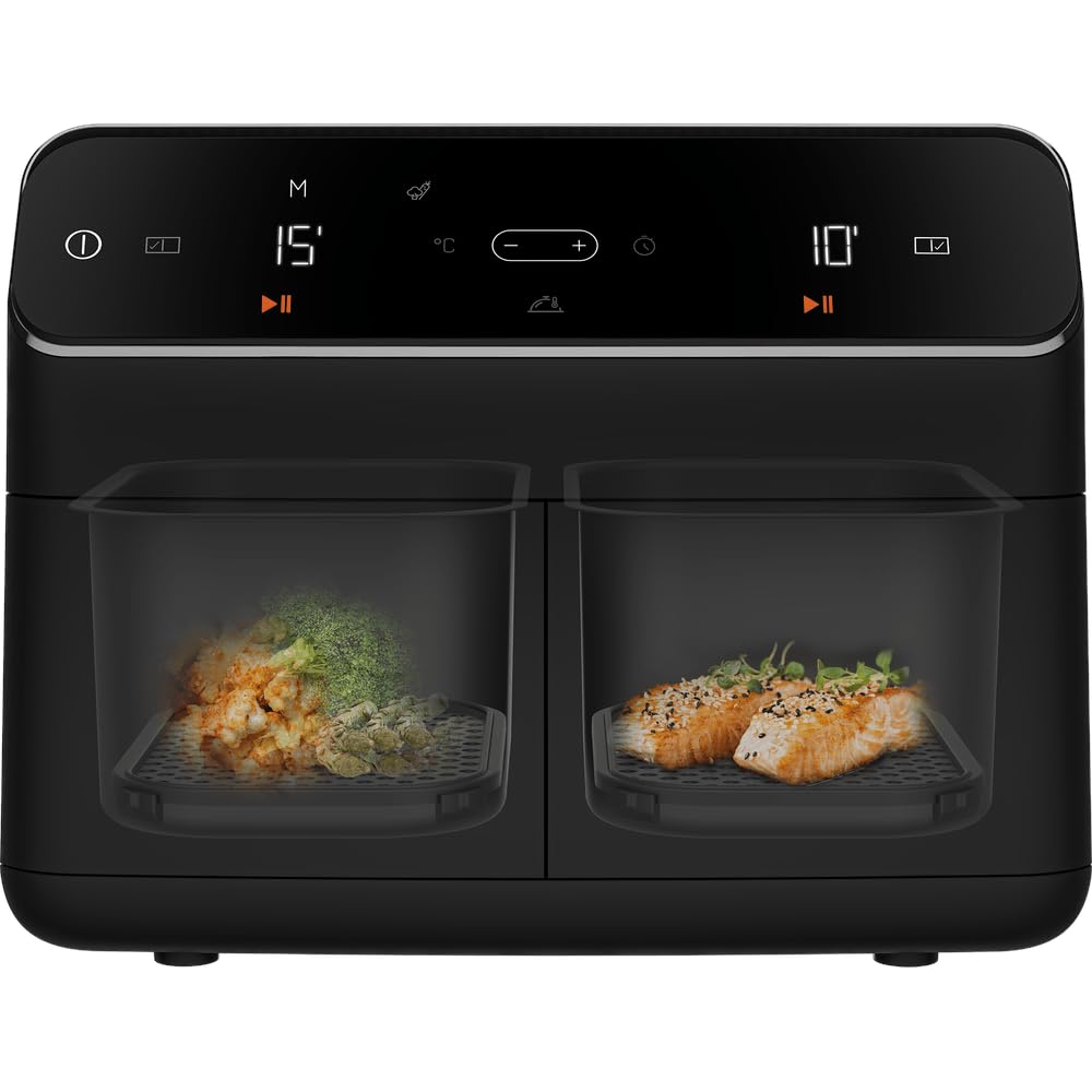 Friteuse multifonction a air chaud - BEKO - FRL5388B - 2400 W - 8,5 L pour 2 kg de frites - 2 cuves (2x 4,5 L) - Noir