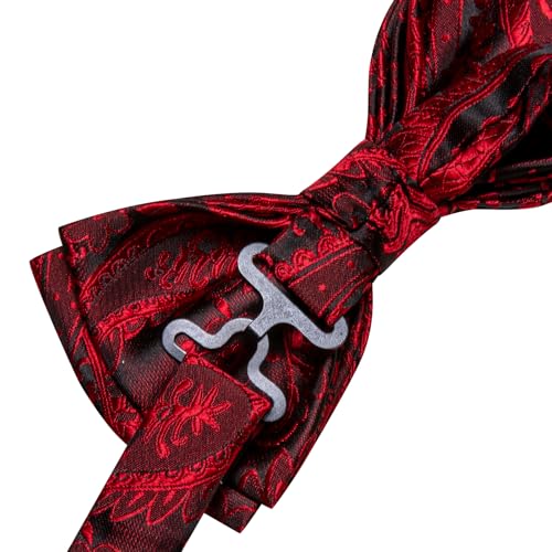 Image of Hi-Tie Bow Ties for Men Pre-Tied Pocket Square with Cufflinks Mens Bowtie Sets for Wedding Formal Party