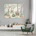 Forest Animal Kids Tapestry Wall Hanging Wild Rustic Bear Fox Deer Children Cartoon Tapestries Home Decor for Bedroom Living Room Nursery Classroom Toddler Dorm 30"x40" - Image 4