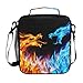 Lunch Box Bag Abstract Fiery Dragons Pattern Lunchbox Insulated Thermal Cooler Ice Adjustable Shoulder Strap for Women Men Boys Girls