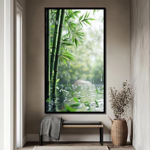 Tableau sur toile Zen Bamboo forêt verte affiche nature minimaliste asiat 70x130cm