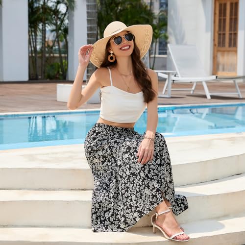 Maxi Skirts for Women with Pockets Long Midi Length Casual Skirt for Holiday