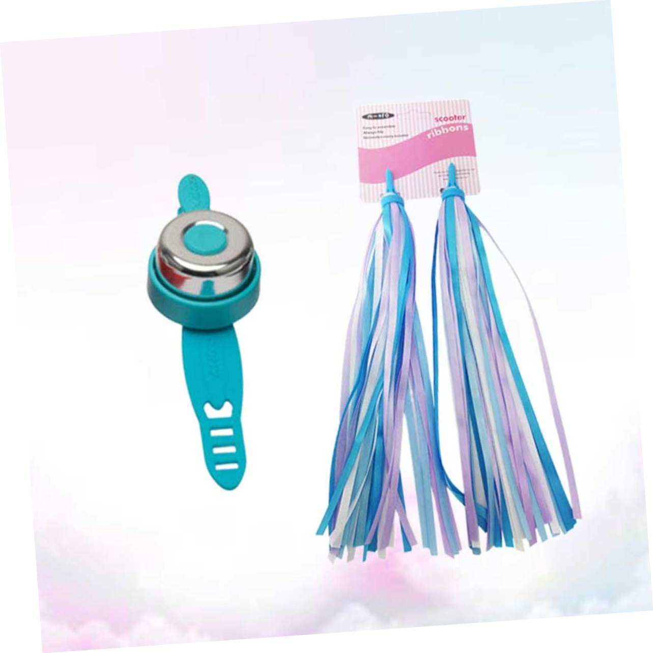 KESYOO 2Pcs Bike Handlebar Bell and Streamers Set for Blue Tassels with Red Bell Fun Bicycle Accessories for Boys for Scooters and Bikes