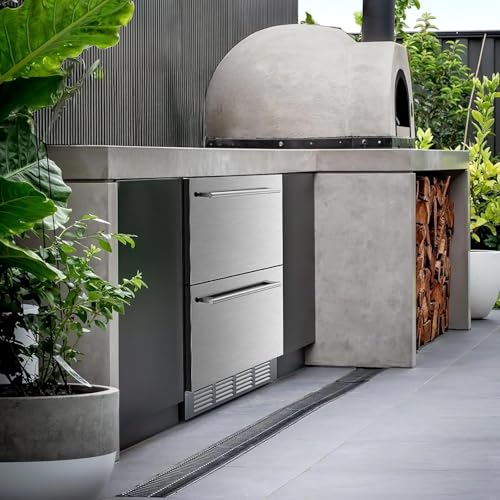 Image of Electactic Under Counter Refrigerator, 24 Inch Double Drawer Beverage Fridge, Built-in Outdoor Beverage Cooler for Soda Drink & Beer, 145 Cans for Kitchen & Commercial, Stainless steel