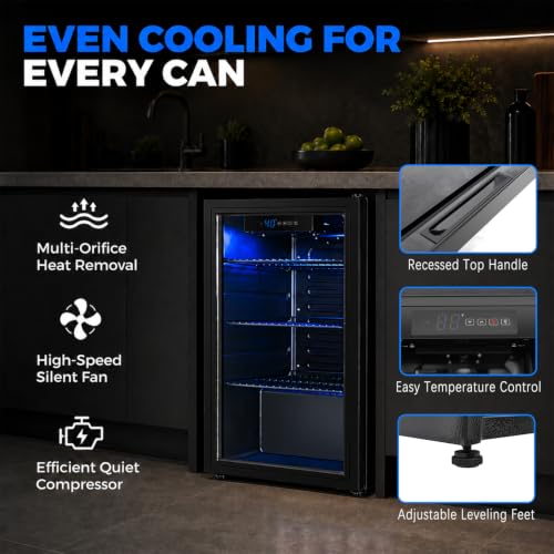 Image of 4.5 Cu.Ft Under Counter Beverage Refrigerator, Glass Door, ETL