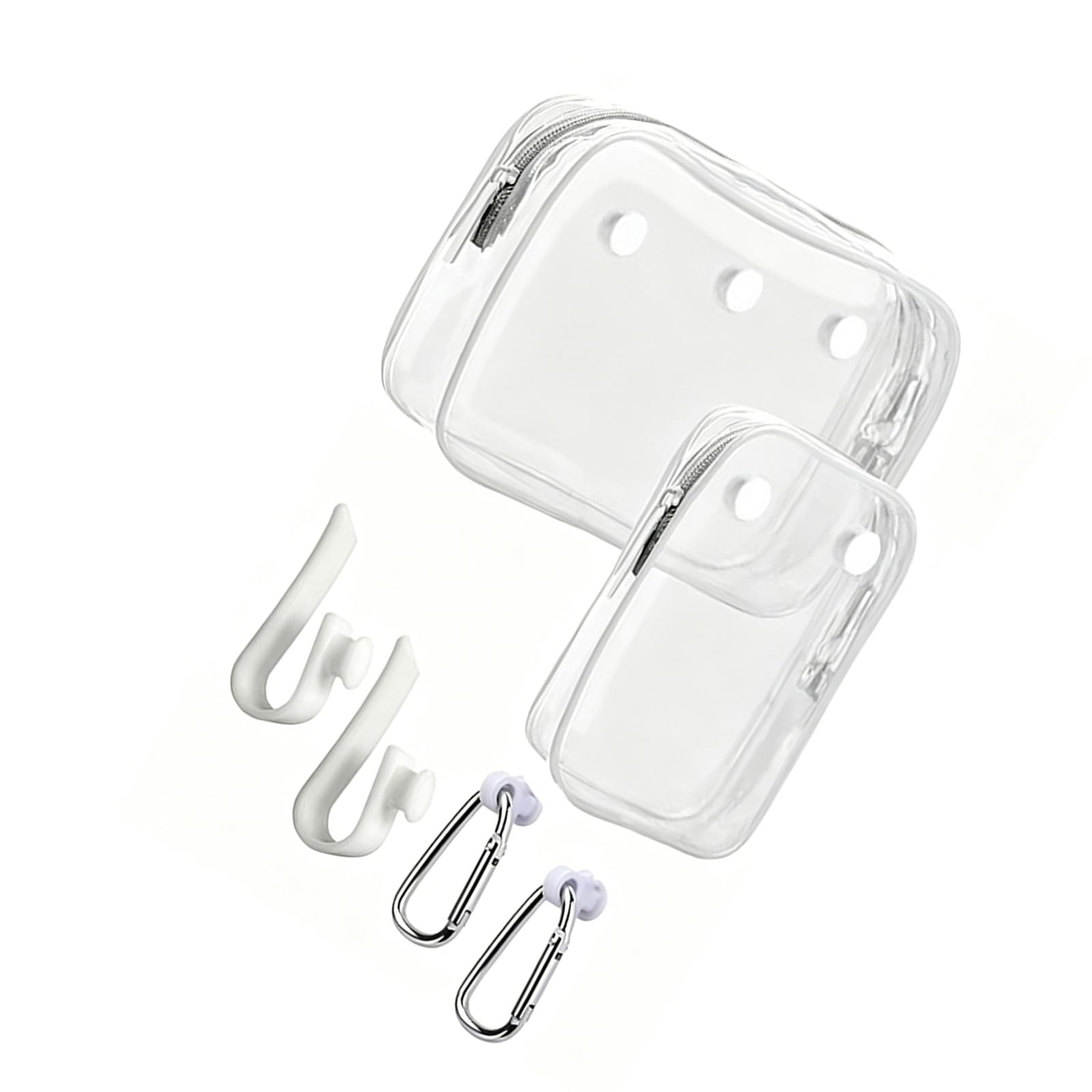 TFAOYS Clear PVC Insert Container Pouches Holder Hooks Attachments for Most Beach Bag Accessories Easy to Installation Hook Accessories Holder