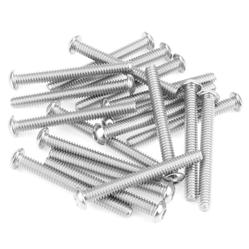 Image of 20 Pieces 1 /4-20 x 2-1 /4 inch Button Head Socket Cap Screws Bolts, HELIFOUNER 304 Stainless Steel (18-8) Screws, Bright Finish, Fully Threaded