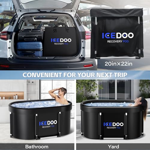 New Upgrade XL 139-Gallon Oval Ice Bath Tub - 6 Layered Portable Bathtub, Drop-In Bathtubs Foldable with Cover Cold Plunge Tub for Athletes, Home Gym, Outdoor Recovery Use.