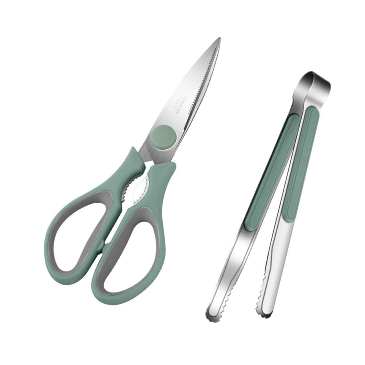 Sosoport 1Set Kitchen Scissor Tongs Set Ergonomic Bbq Scissors Food Tongs for Grilling Heat Resistant Lightweight Easy to Handle