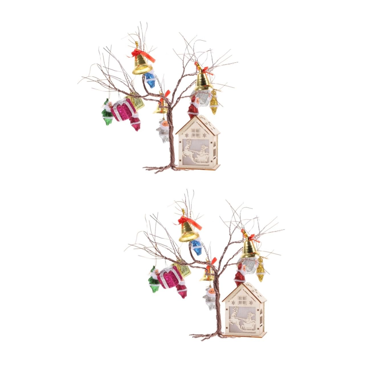 Cabilock 2 Set Pacchetto materiale natalizio decorazioni natalizie kit bambini ramoscello artificiale di Natale Artigianato fai da te materiali natalizi fai da te plastica