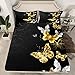 Erosebridal Butterfly Bedding Sets Twin Size for Girls Boys Women, Black and Gold Fitted Sheet Silver Gold Bed Sheet, Soft Luxury Microfiber Bedding Decor Set, 1 Fitted Sheet + 1 Pillow Case