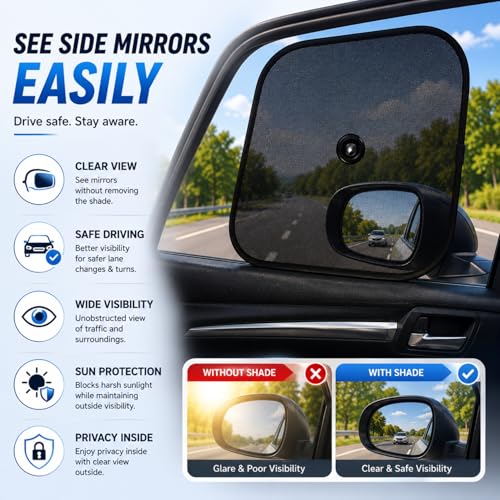 Image of AutokraftZ 𝗨𝗻𝗶𝘃𝗲𝗿𝘀𝗮𝗹 Car Window Sunshade (𝗣𝗔𝗖𝗞 𝗼𝗳 𝟰) 𝗢𝗣𝗧𝗜-𝗘𝘅𝘁𝗿𝗮 𝗗𝗮𝗿𝗸 Sun Protection for Heat Reduction Sun Shade with Suction Cups Car Glass Shield & Blinds