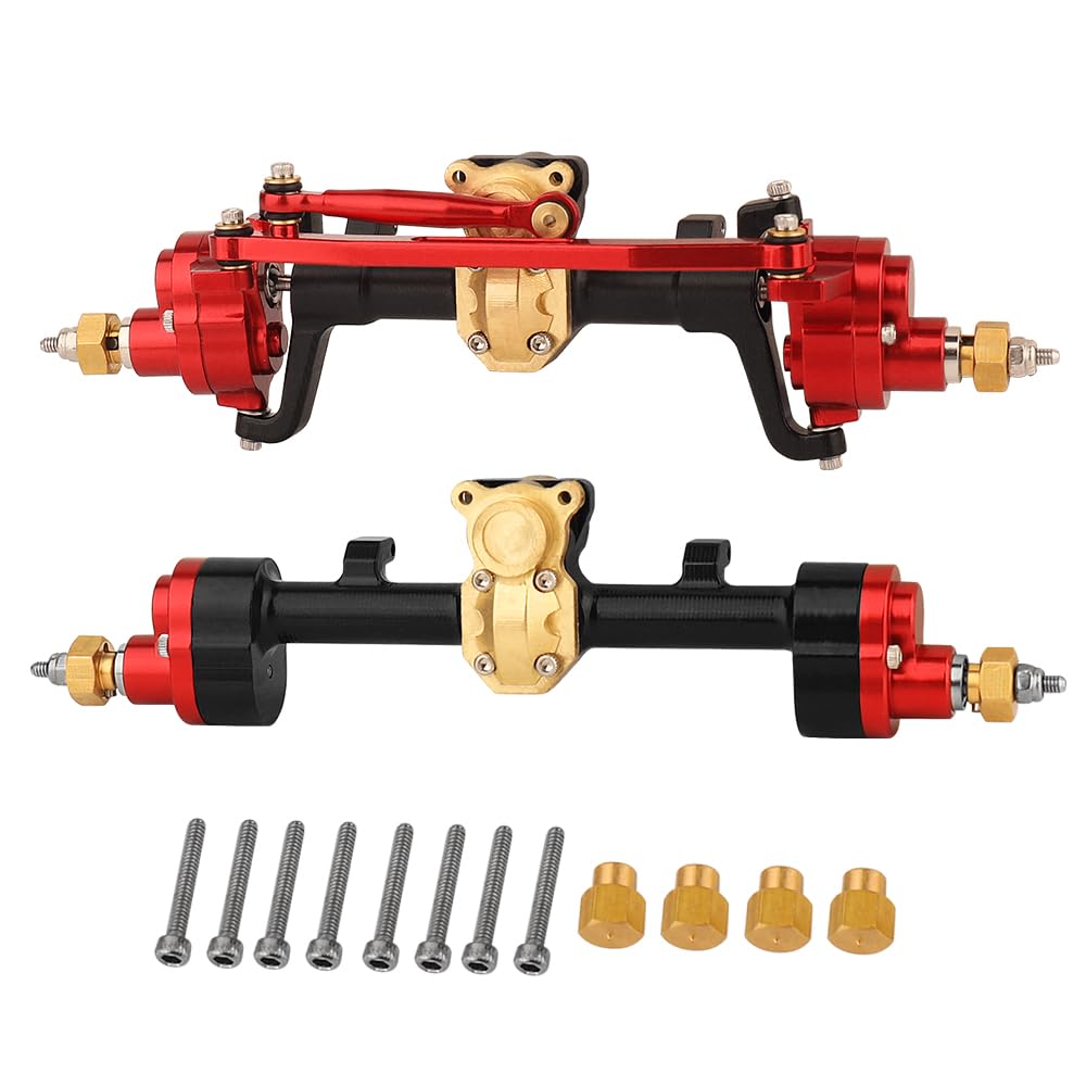 Pothyes Portal Front & Rear Axles Set Aluminum + Brass for SCX24 Deadbolt JLU C10 Bronco Gladiator Axial 1/24 RC Crawler Upgrade Parts