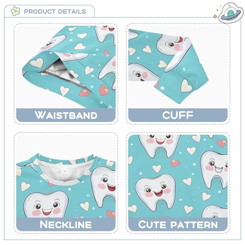 JUNZAN Cute Teeth Dental Health Care Cartoon Green Big Boys Sweatshirts Hoodies Long Sleeve Outerwear for Kids Party 4T3