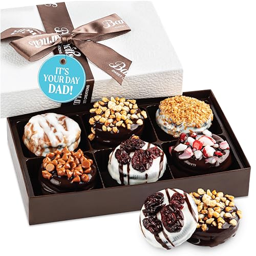 Barnetts Fathers Day 6 Chocolate Cookies Gift Basket, Gourmet Chocolate Covered Candy Gifts for Food...
