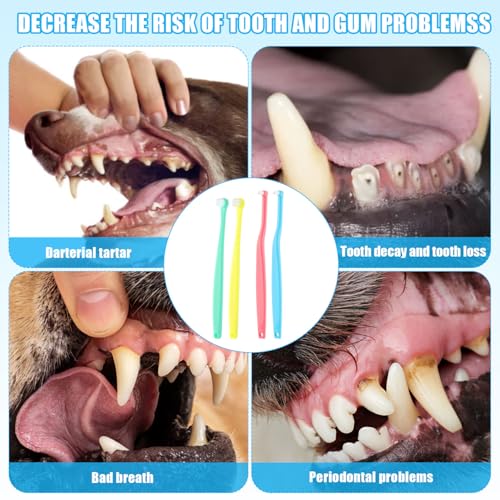 4 peças, escova de dentes para cães e gatos, cerdas macias redondas e pontiagudas, escova de dentes