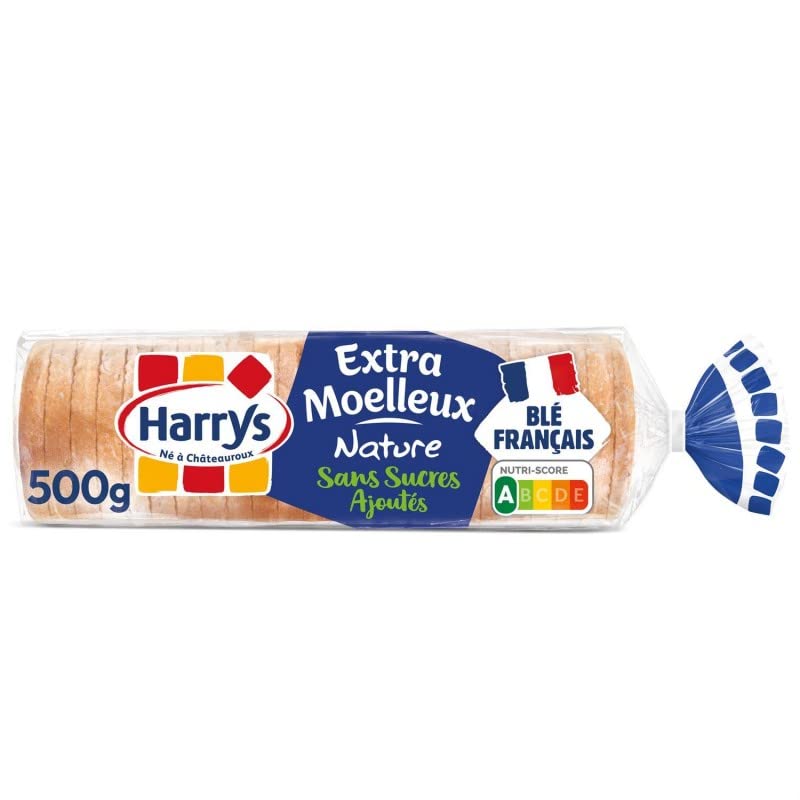 HARRYS Pain de mie extra moelleux nature sans sucre ajouté - 500g, idéal pour vos sandwichs et toasts. - Lot De 4 - Vendu Par Lot