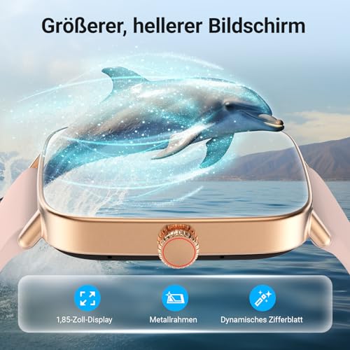 Fitpolo Smartwatch Damen mit Telefonfunktion, 1,85" Smart Watch, Fitnessuhr mit Herzfrequenz SpO2 Schlafmonitor Schrittzähler… – Ansicht 6
