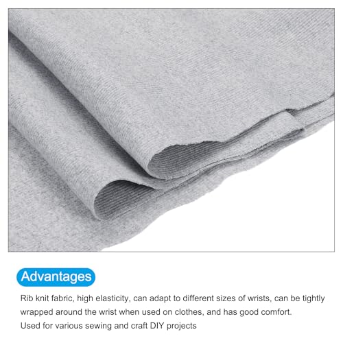 Image of MECCANIXITY 39 inch Elastic Cuffs Ribbed Trims Cotton Fabric Knit Rib Stretch Tape Cuff Sleeve Waistband for Sewing, 24 inch Wide Grey