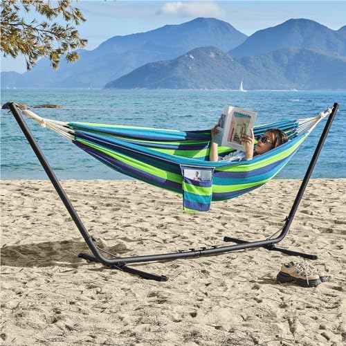 Hamac double Yaheetech avec support métallique réglable et sac de couchage - 3