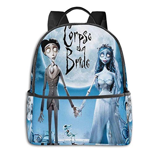 AOOEDM Corpse Bride Mochila de Moda con Bordes Negros de 14.5 Pulgadas  Escolar  Mochilas