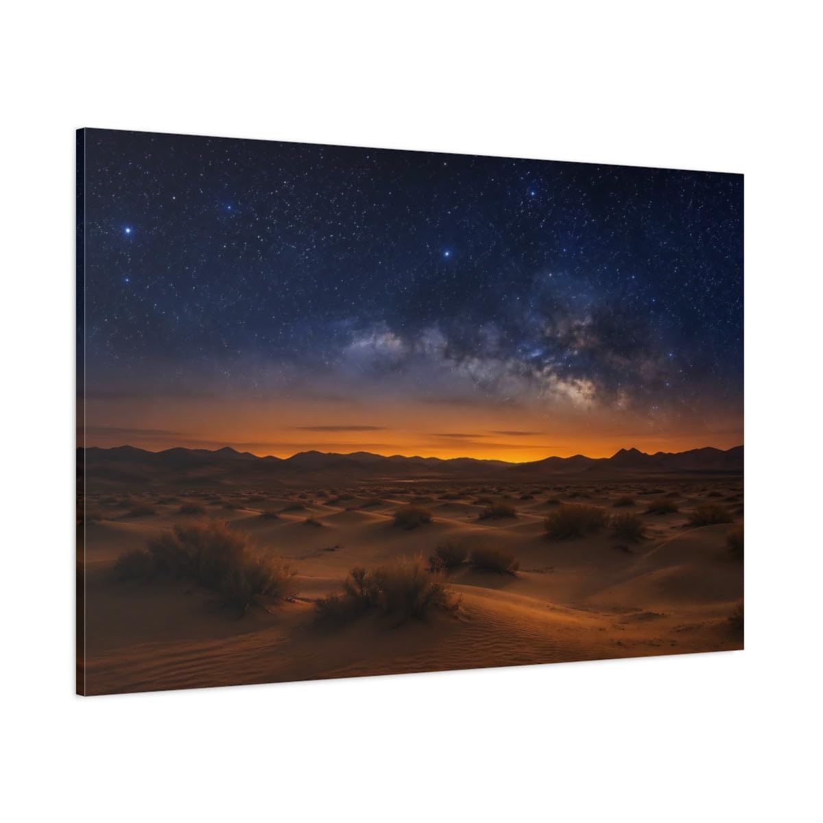 Nature Milky Way Desert Night Sky Canvas Wall Art Print – Living Room Decor, Above Sofa 24×16 inch (60×40 cm) - Horizontal / 1.25 inch (3 cm)