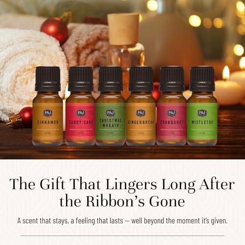 P&J Fragrance Oil Christmas Set | Christmas Wreath, Mistletoe, Candy Cane, Gingerbread, Cinnamon, and Cranberry Candle Scents, Freshie Scents, Candle/Soap Making Supplies - Image 6