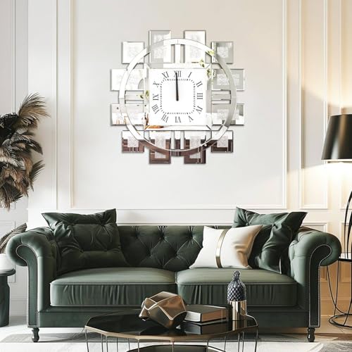 24 " Crushed Diamond Mirrored Wall Clock product