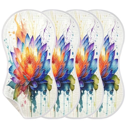 J JOYSAY Flower Ivory Baby Burp Cloths for Boys Girls Large 22''x11'' Cotton 4 Layer Baby Items Must Haves for Boy Drool one sizex4 - Main Image