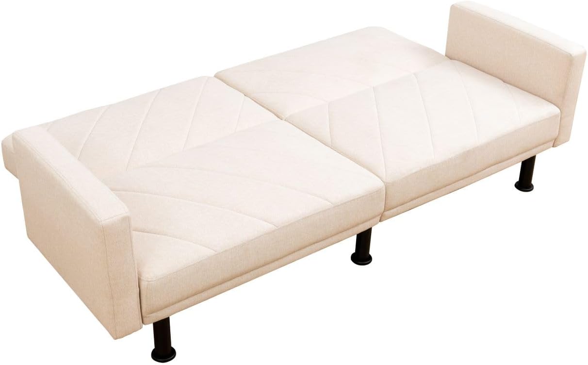 Convertible Futon Sofa Bed With Adjustable Backrest - Fabric Sleeper Loveseat Folding Couch