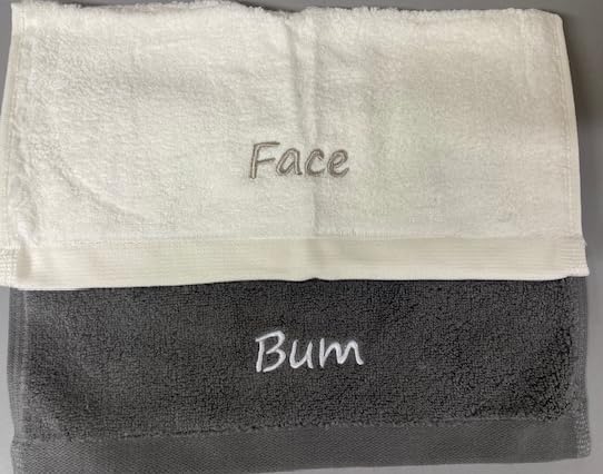 EFY OPULENCE Novelty Face Cloth Gift Set Arse Face Fanny Balls His Hers Nan Mrs Mr Gran (Charcoal/Cream, Feet/Face)
