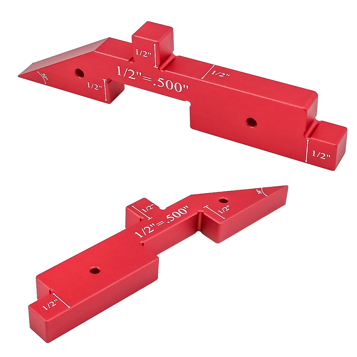 Bloques de configuración de precisión de 7 Piezas, Barras de configuración de Mesa de enrutador, Juego de medidores de Altura de Aluminio para Sierra de Mesa de enrutador (Rojo)