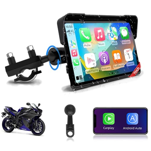 Jansite 7 Pollic Carplay Moto Android Auto, Navigatore Moto IP67 Impermeabile Schermo con Doppio Bluetooth Siri/GoOgle...
