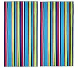 Cotton Craft - 2 Pack Terry Beach Towel 30x60 - Chelmsford Multi Stripe - 400 grams per square meter - 100% Pure Ringspun Cotton - Brilliant vibrant colors - Highly absorbent easy care machine wash