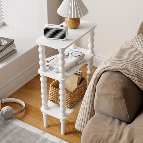 Image of JERX 3-Tier Narrow Side Table Small End Table White
