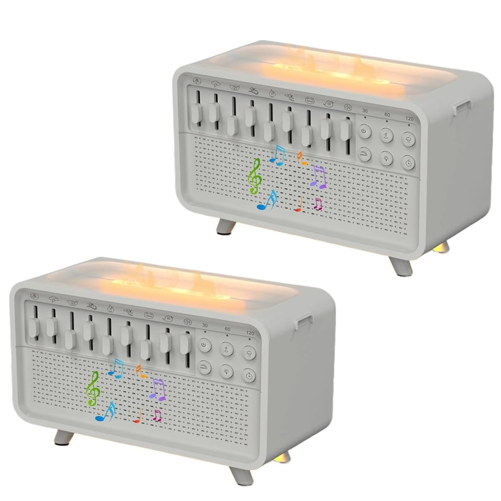 4-in-1 Bluetooth Speaker, White Noise Night Light Humidifier, Humidifier with Night Light and Aromatherapy β Sleep Aid, White Noise with 8 Nature Sounds, Relaxation (2pcs)