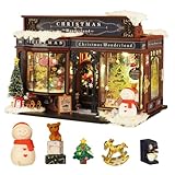 DIY Miniatur Puppenhaus Bausatz, 1:24 Maßstab Puppenhaus Shop mit Möbeln Led Licht Puzzle Modell, Shop Kreative Raumdekoration für Kind Teen Erwachsene Geburtstag Geschenk (Weihnachtsladen)