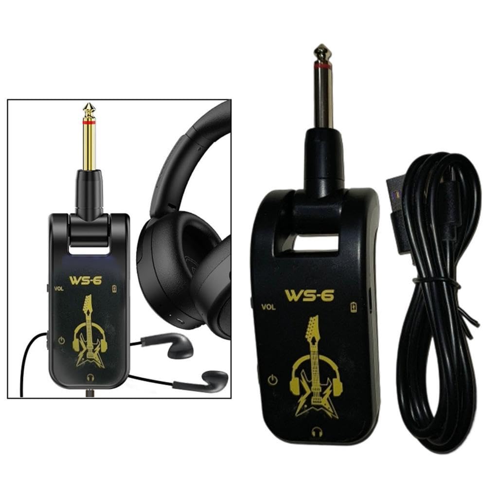 F Fityle Amplificador de auriculares para guitarra, portátil, ligero, para guitarra eléctrica y bajo, pequeño y silencioso, recargable.