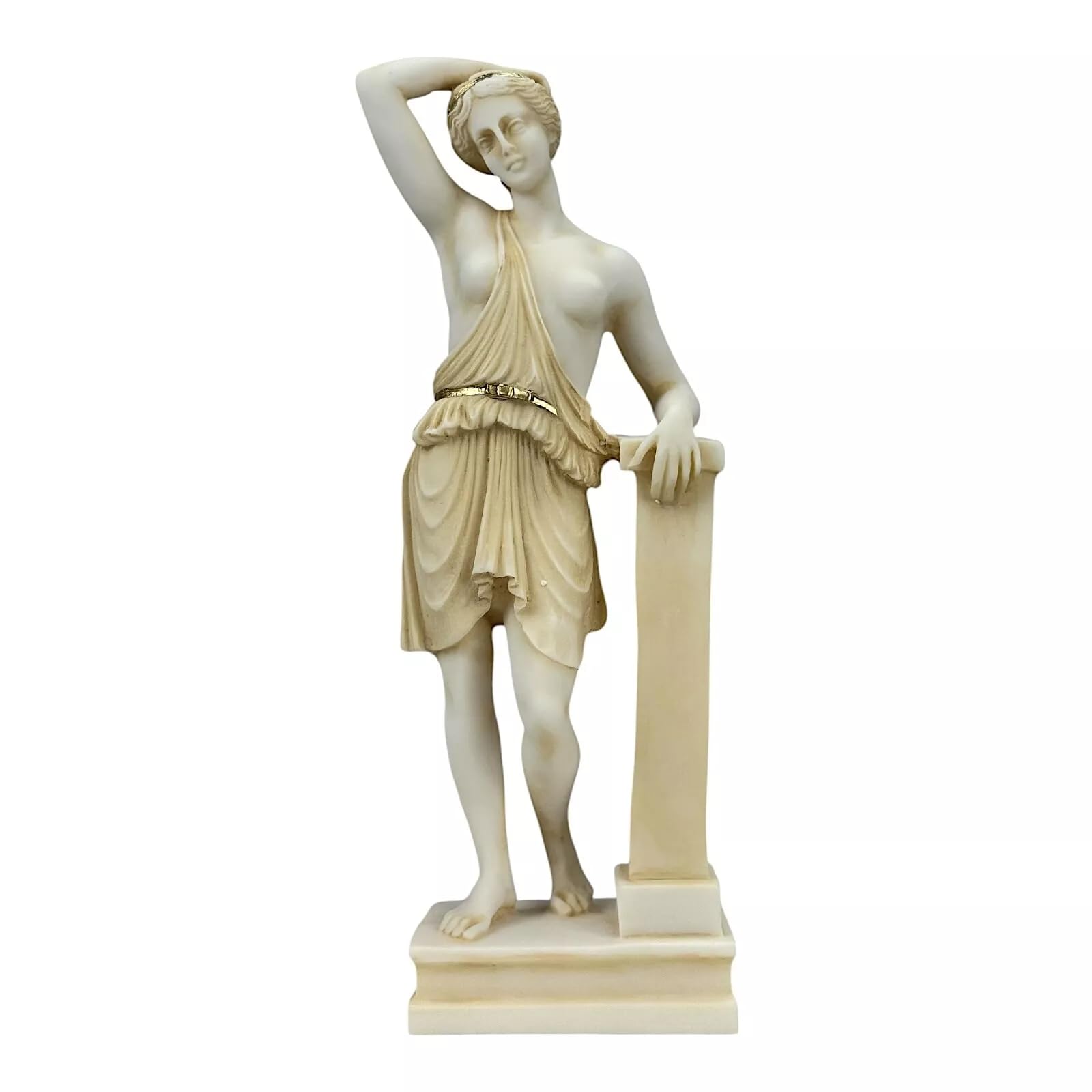 ARTEMIS DIANA Goddess Wounded Amazon Semi Nude Alabaster Statue Sculpture 10.2"