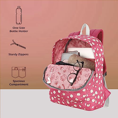 Image of Lavie Sport 41cm Floral Printed 18 Litres School Backpack for Girls | Stylish and Trendy Casual Backpack