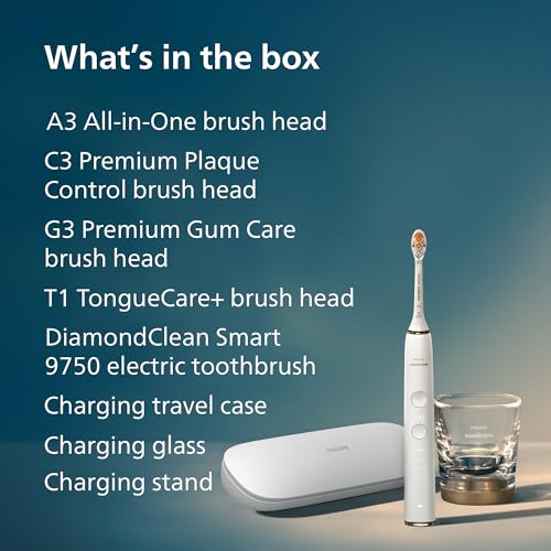 Philips Sonicare DiamondClean 9750 Electric Toothbrush, 4 Brush Heads, Rose - image 9