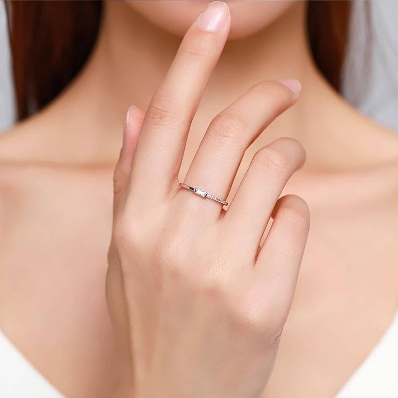 Anillos Compromiso Plata, Anillos Adolescentes Chica de Zirconia Cúbica Anillo Pareja 9,5-20